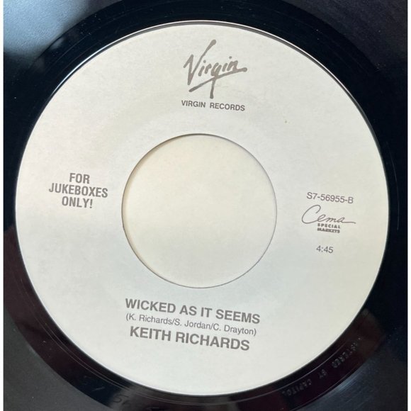 Keith Richards Eileen / Wicked as it Seems 45 Classic Rock Virgin 56955 - Picture 1 of 6